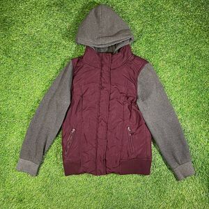 Empyre Women's Burgundy and Grey Hooded Jacket (M)